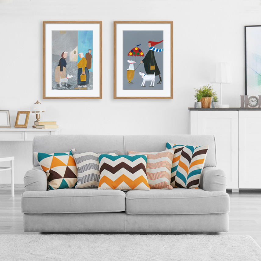Contemporary artwork displayed in living room