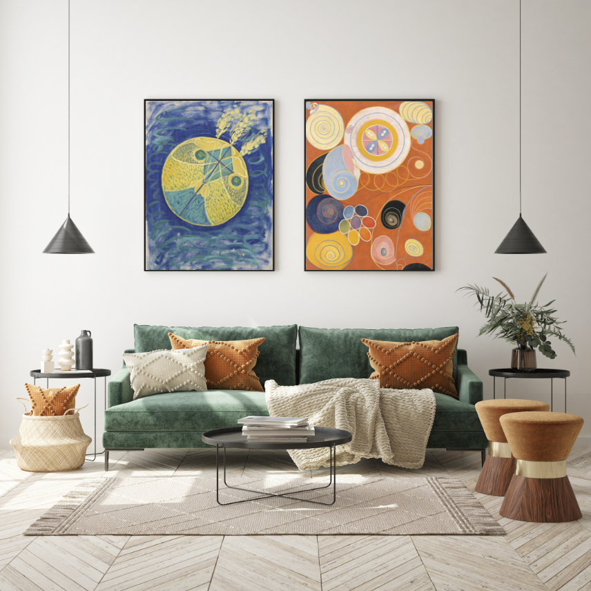 Contemporary artwork displayed in living room